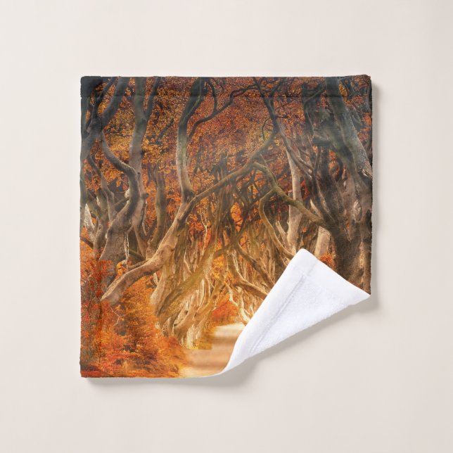 Autumn maple tree forest fall woods foliage bath towel set (Wash Cloth)