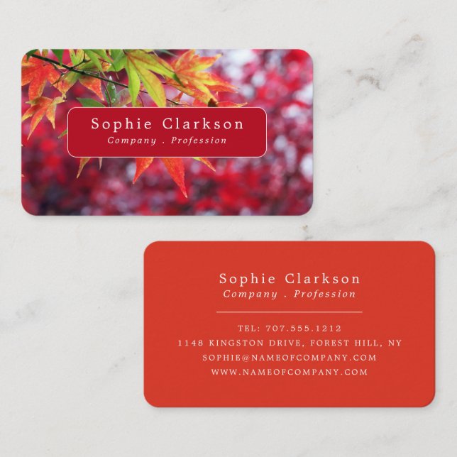 Autumn Maple Tree Leaves, Rustic Business Card (Front/Back)