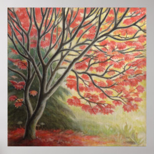 Autumn Maple Tree Print Landscape  Art Poster