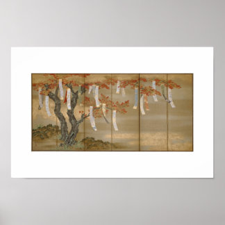 "Autumn Maples with Poem Slips" by Tosa Mitsuoki Poster