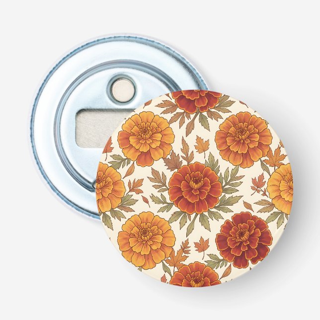 Autumn marigold flower pattern bottle opener (Front)