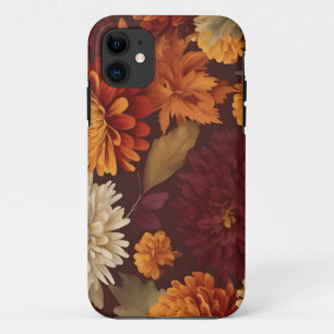 Autumn Marigolds Chrysanthemums and Asters Pattern iPhone 11 Case