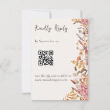 Autumn Meadow Floral QR Code Wedding Response Card