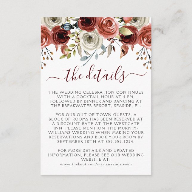 Autumn Mix Watercolor Floral Wedding Enclosure Car (Front)