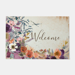Autumn mixed watercolor floral customizable doormat