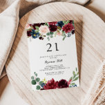 Autumn Modern Calligraphy 21st Birthday Party Invitation<br><div class="desc">This autumn modern calligraphy 21st birthday party invitation is perfect for a rustic birthday celebration. The design features burgundy,  red,  navy,  blue and blush radiant and graceful hand-painted flowers,  inspiring natural beauty.</div>