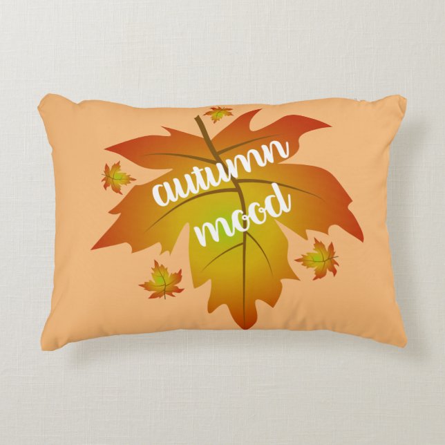 Autumn mood typography maple leaves  accent pillow (Front)