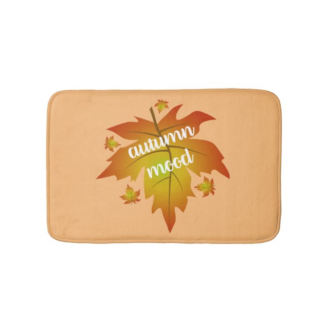 Autumn mood typography maple leaves bath mat (Front)