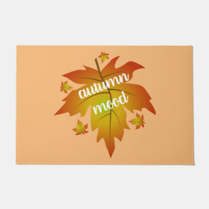 Autumn mood typography maple leaves doormat