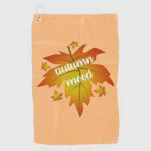 Autumn mood typography maple leaves golf towel