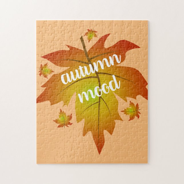 Autumn mood typography maple leaves   jigsaw puzzle (Vertical)