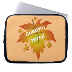 Autumn mood typography maple leaves  laptop sleeve