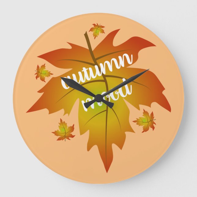 Autumn mood typography maple leaves  large clock (Front)