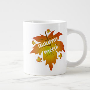 Autumn mood typography maple leaves   large coffee mug