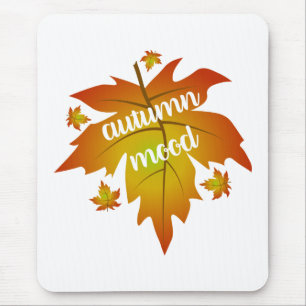 Autumn mood typography maple leaves mouse pad