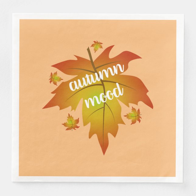 Autumn mood typography maple leaves  napkin (Front)
