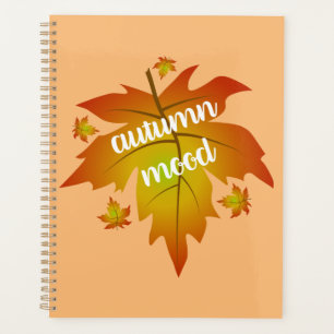 Autumn mood typography maple leaves planner