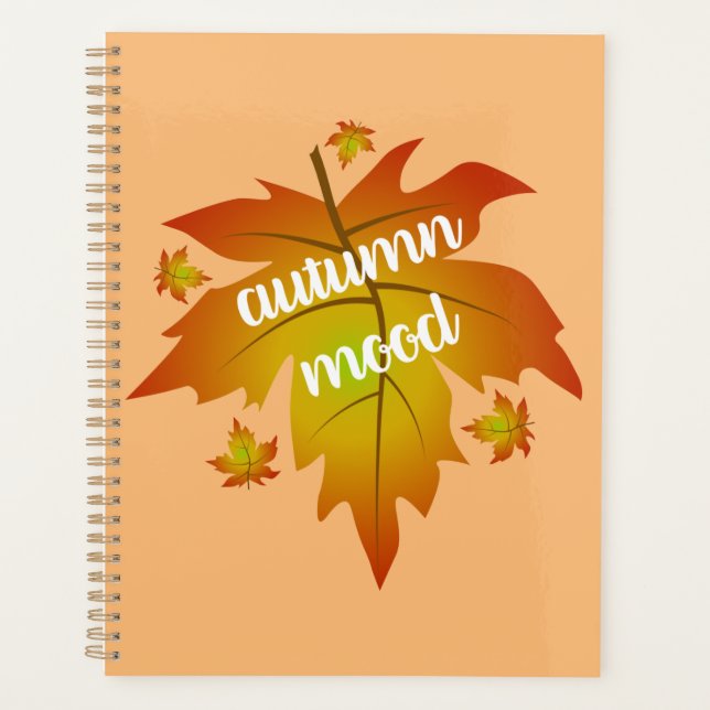 Autumn mood typography maple leaves  planner (Front)