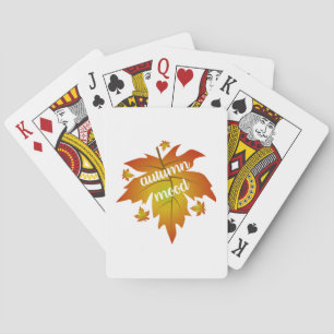 Autumn mood typography maple leaves playing cards