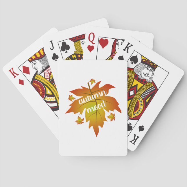 Autumn mood typography maple leaves  playing cards (Back)