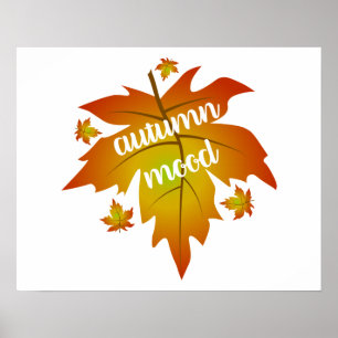 Autumn mood typography maple leaves   poster