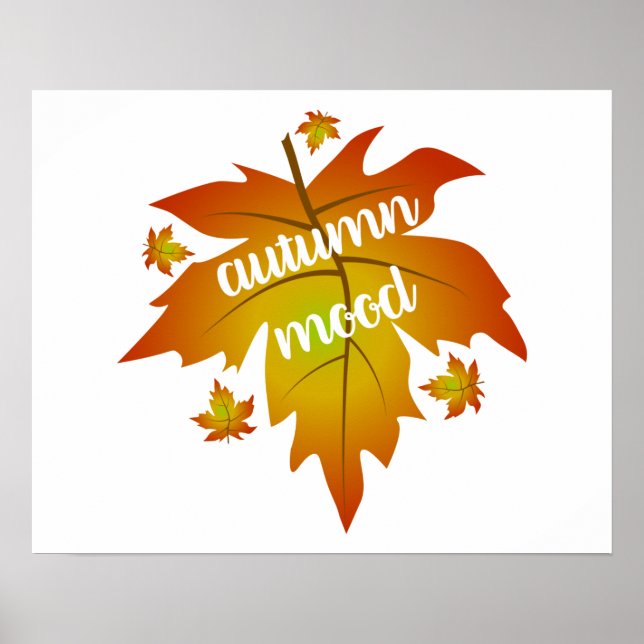 Autumn mood typography maple leaves   poster (Front)