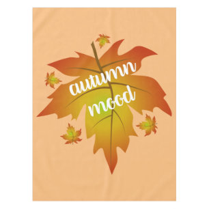 Autumn mood typography maple leaves tablecloth