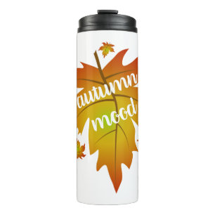 Autumn mood typography maple leaves  thermal tumbler
