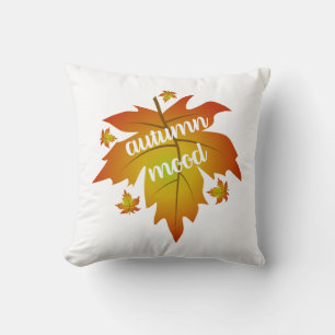 Autumn mood typography maple leaves   throw pillow