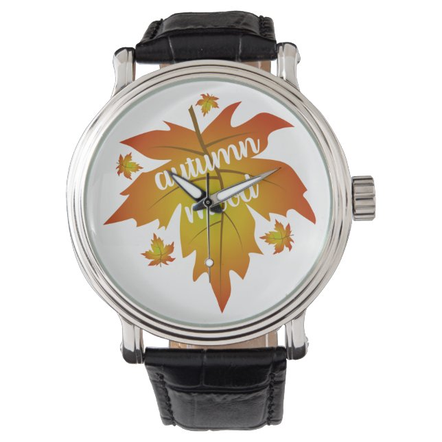 Autumn mood typography maple leaves  watch (Front)