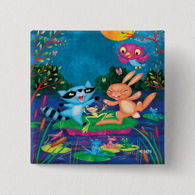 Autumn Moon 2 Inch Square Button (Front)