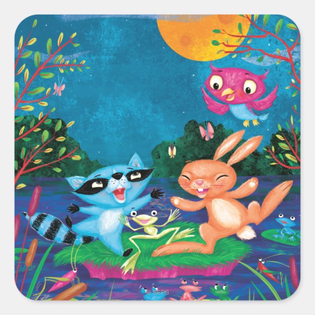 Autumn Moon Square Sticker (Front)