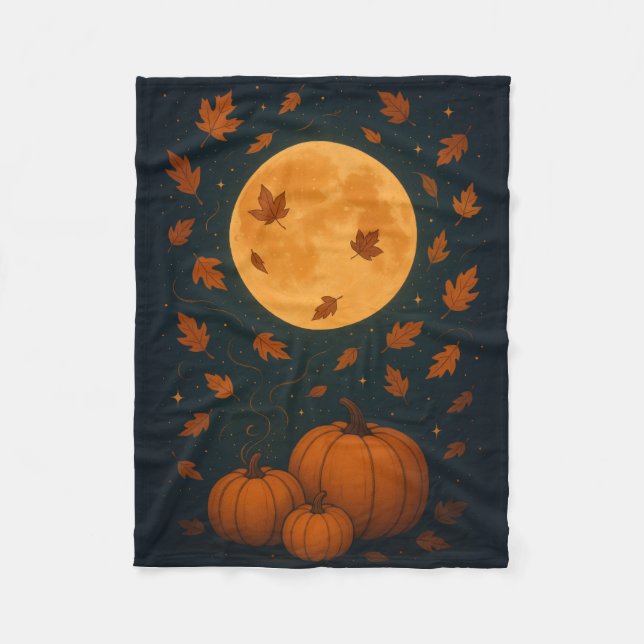 Autumn Moonlight Pumpkin Blanket – Cozy Fall Decor (Front)