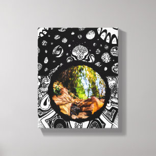Autumn Morning Leaves Circular Phrame Art Canvas Print
