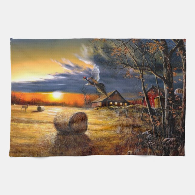 Autumn Morning On The Farm Kitchen Towel (Horizontal)