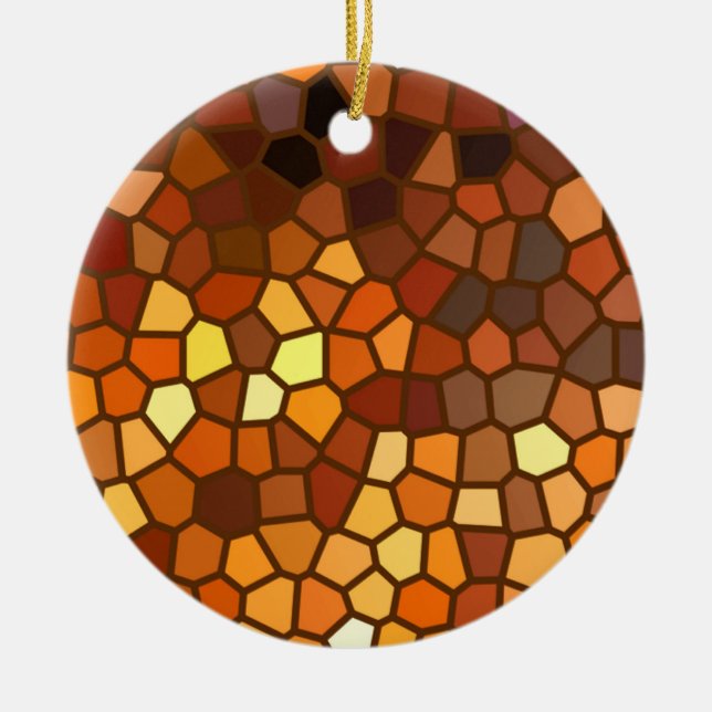 Autumn Mosaic Abstract Ceramic Ornament (Front)