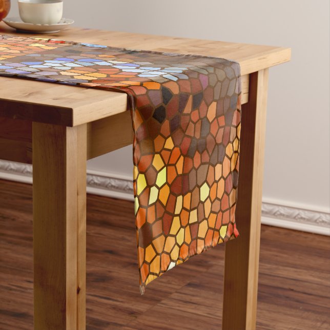 Autumn  Mosaic Abstract Short Table Runner (In Situ)