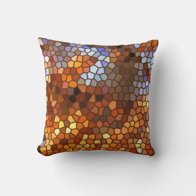 Autumn Mosaic Abstract Throw Pillow (Front)
