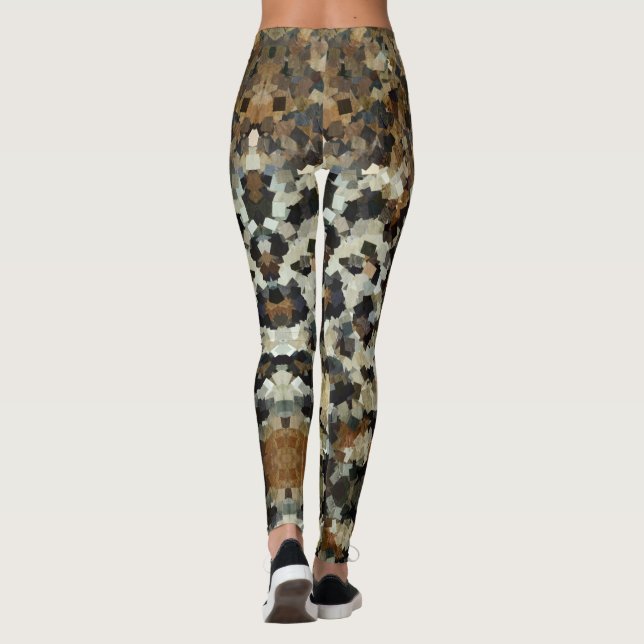 Autumn Mosaic Pattern Leopard All-Over-Print Leggings (Back)