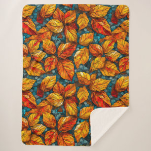 Autumn mosaic pattern sherpa blanket