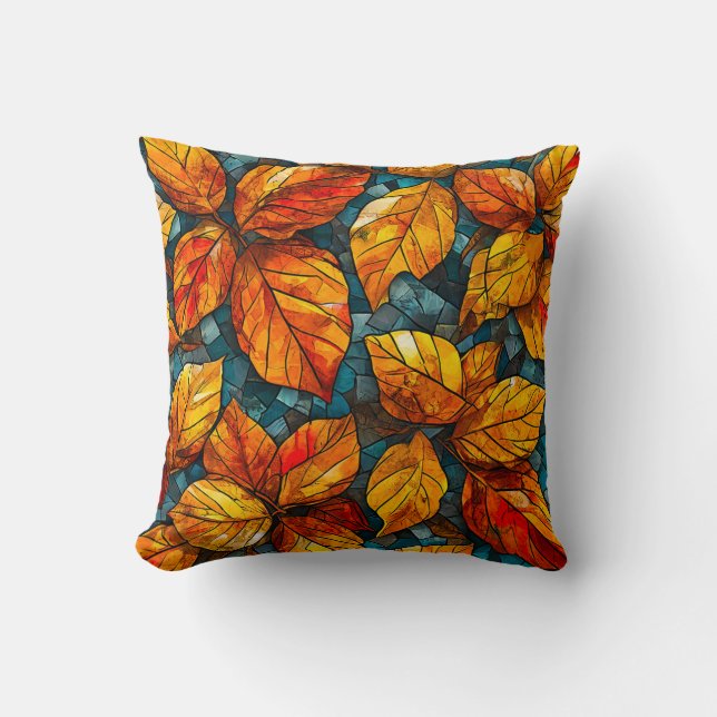 Autumn mosaic pattern throw pillow (Front)
