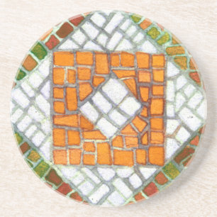 AUTUMN MOSAIC Round Sandstone Coaster