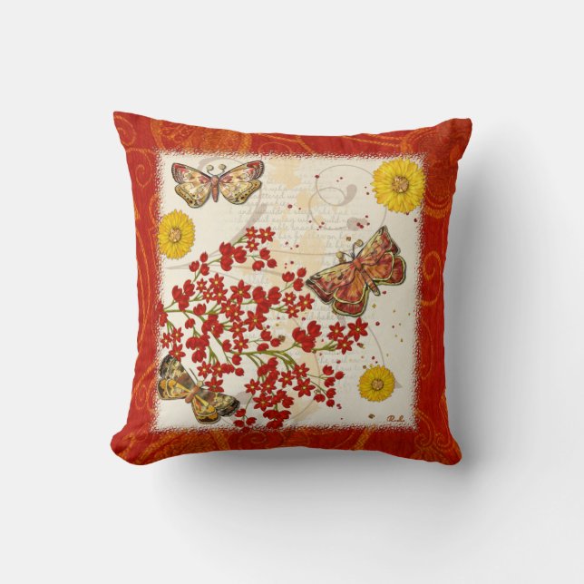 Autumn Moth Musings 3D Jewelled Throw Pillow (Front)