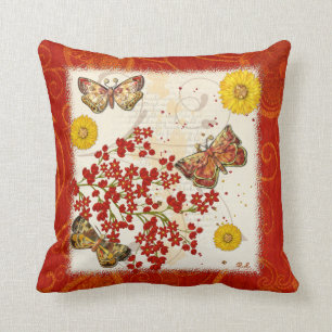 Autumn Moth Musings 3D Jewelled Throw Pillow