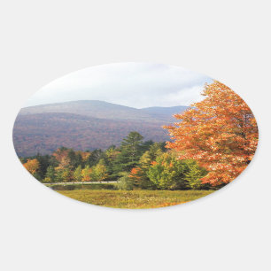 Autumn Mount Mansfield Vermont Oval Sticker