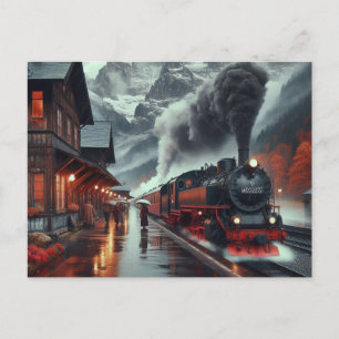 Autumn Mountain Train Journey Postcard