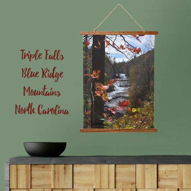Autumn Mountain Waterfalls Triple Falls NC Hanging Tapestry (Creator Uploaded)