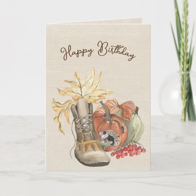 Autumn Mouse Birthday Humour  Card (Front)