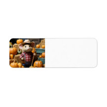Autumn Mouse Farmer with Pumpkins Label