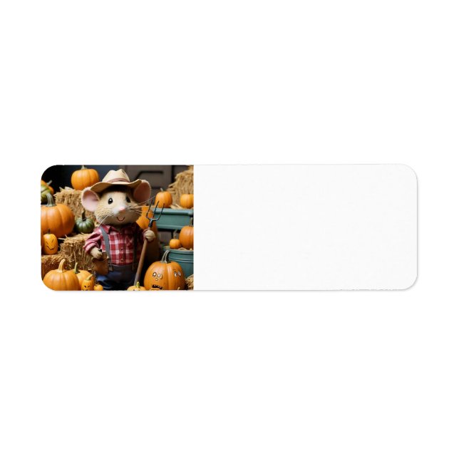 Autumn Mouse Farmer with Pumpkins Label (Front)